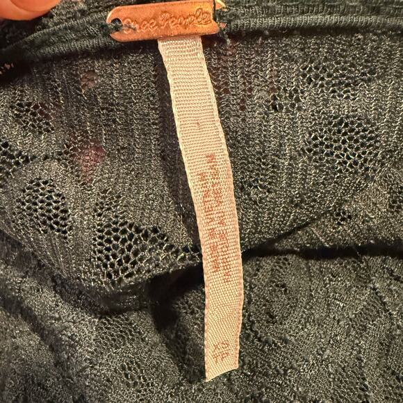 Free People Pearl Lace Mini Dress Forest Green XS Long Sleeve V Neck Holiday - Picture 7 of 10